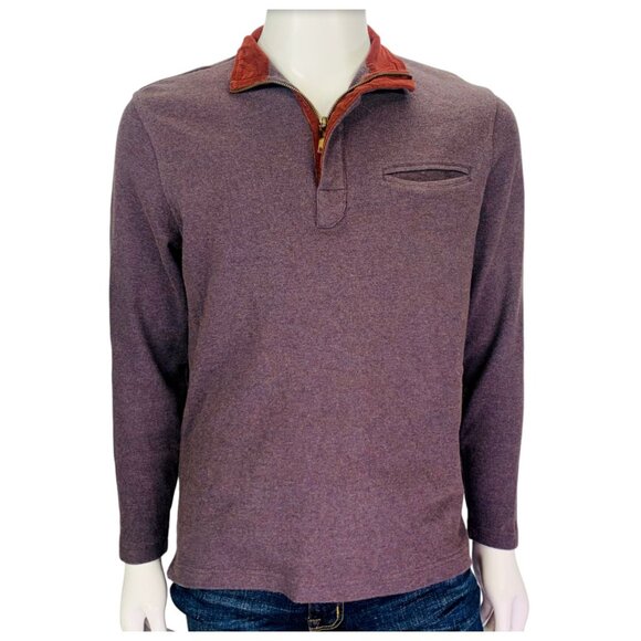 Hickey Freeman Mens Sweater Quarter Zip Mock Neck Pullover Brown Size S - Picture 1 of 12